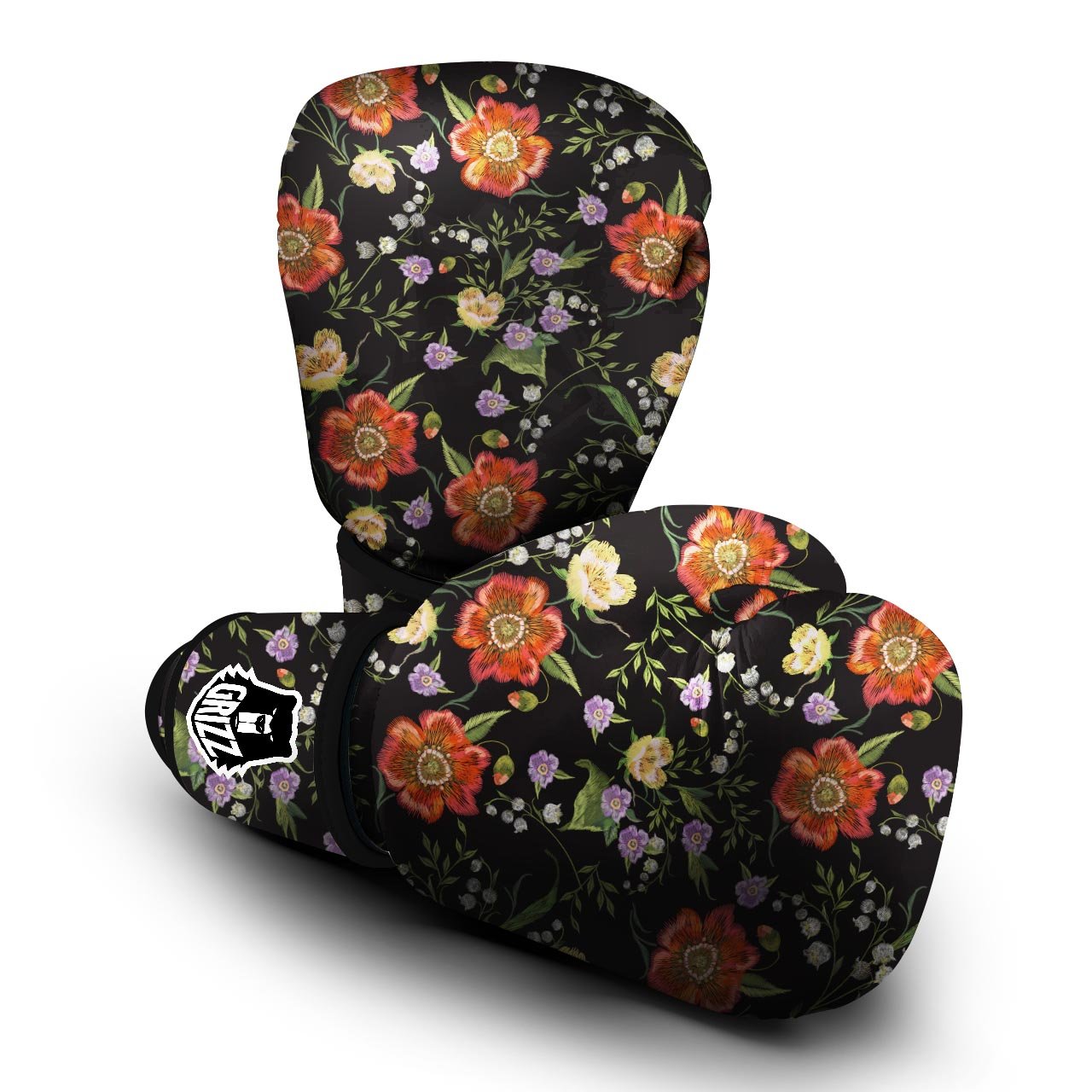 Poppy Floral Print Boxing Gloves-grizzshop