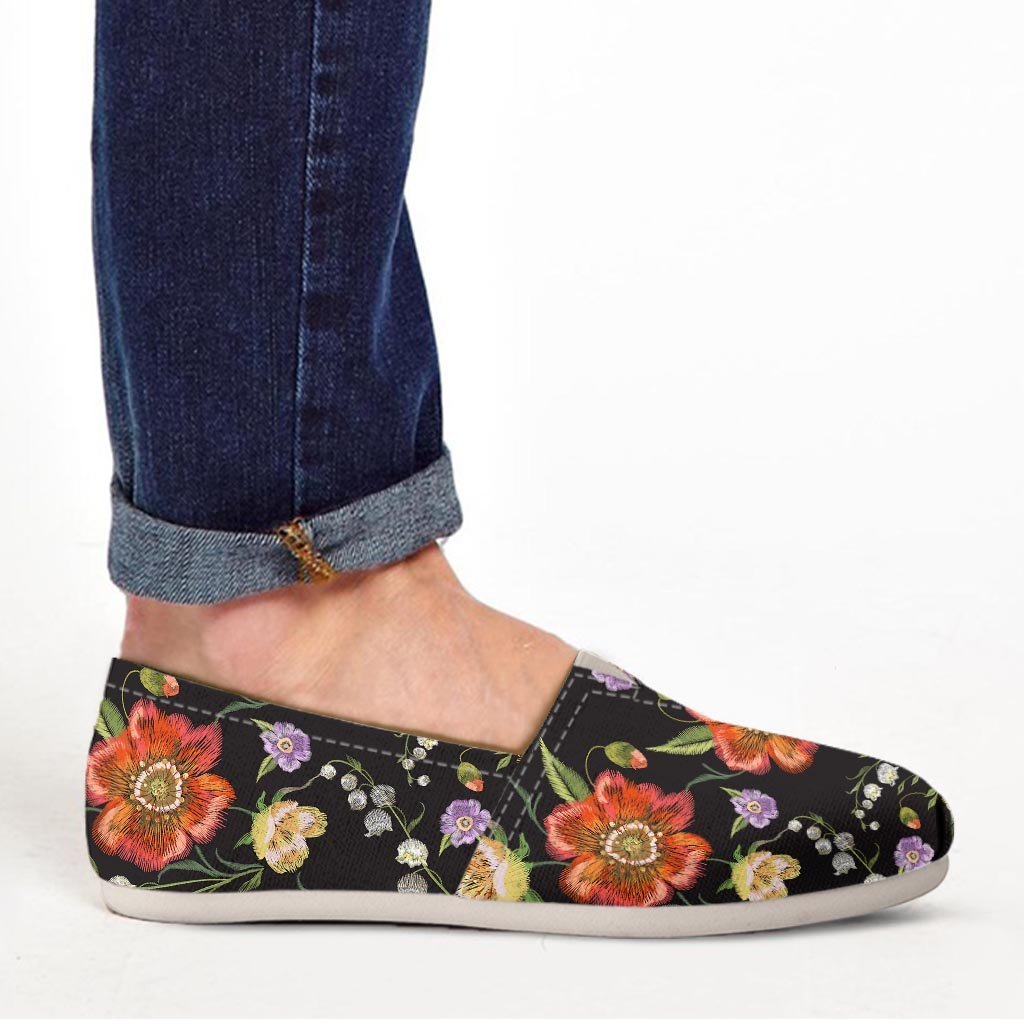 Poppy Floral Print Canvas Shoes-grizzshop