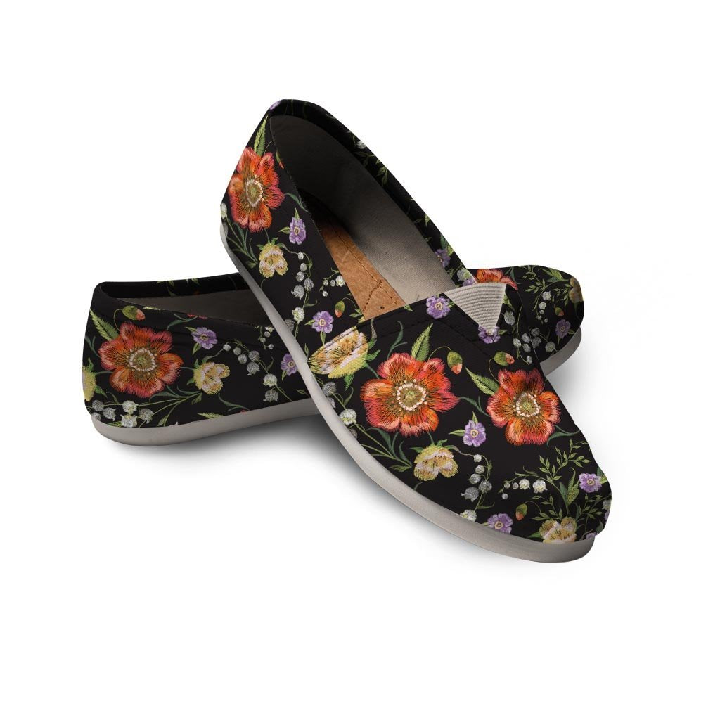 Poppy Floral Print Canvas Shoes-grizzshop