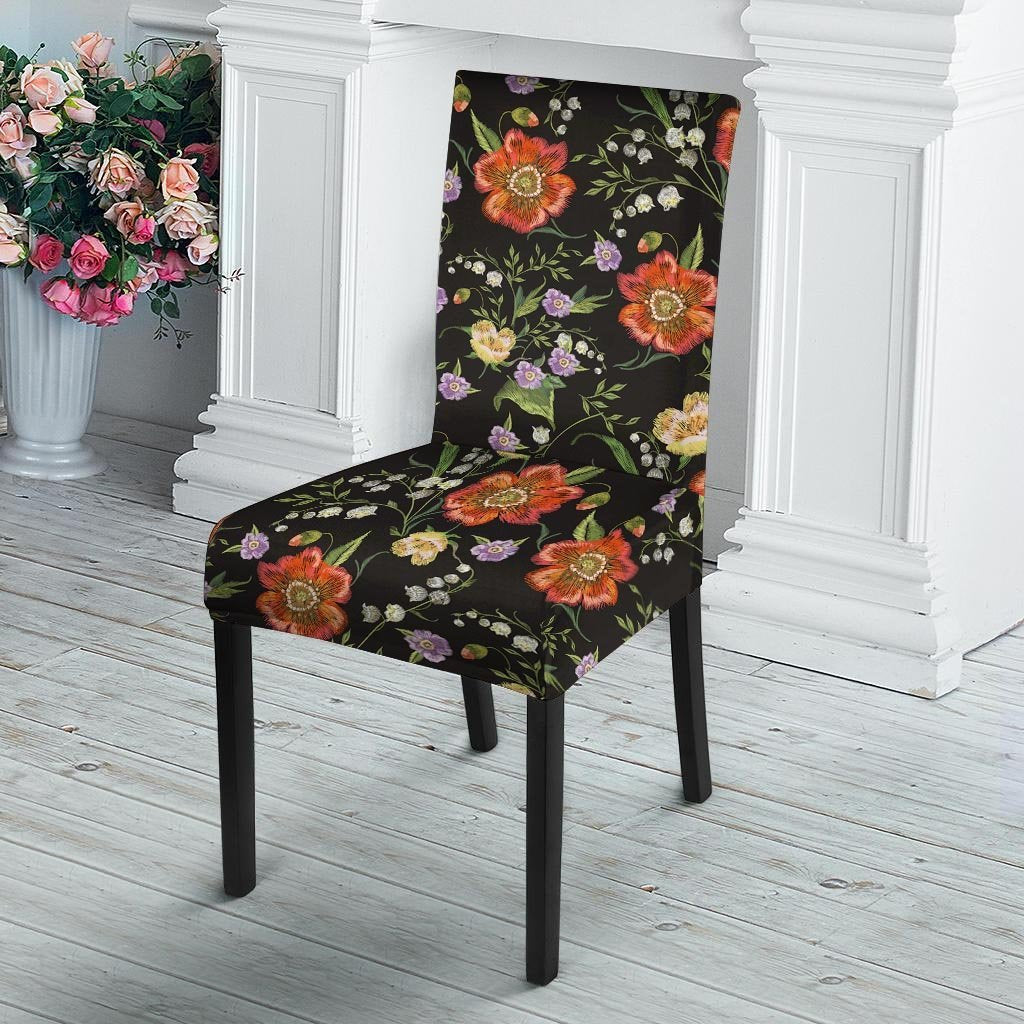 Poppy Floral Print Chair Cover-grizzshop