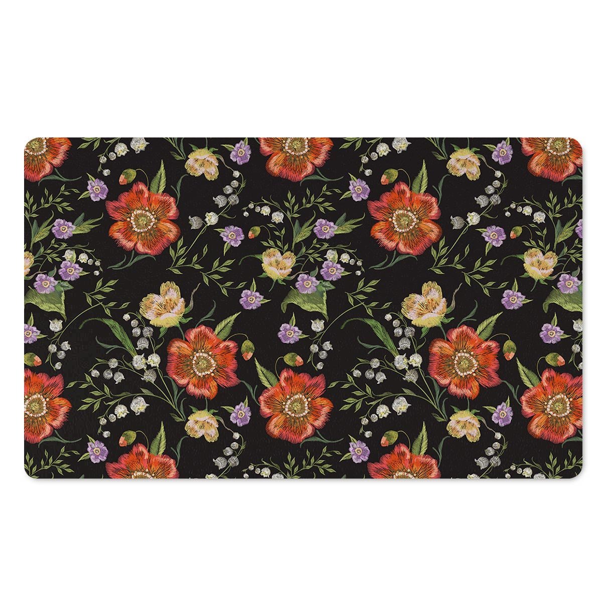 Poppy Floral Print Door Mat-grizzshop