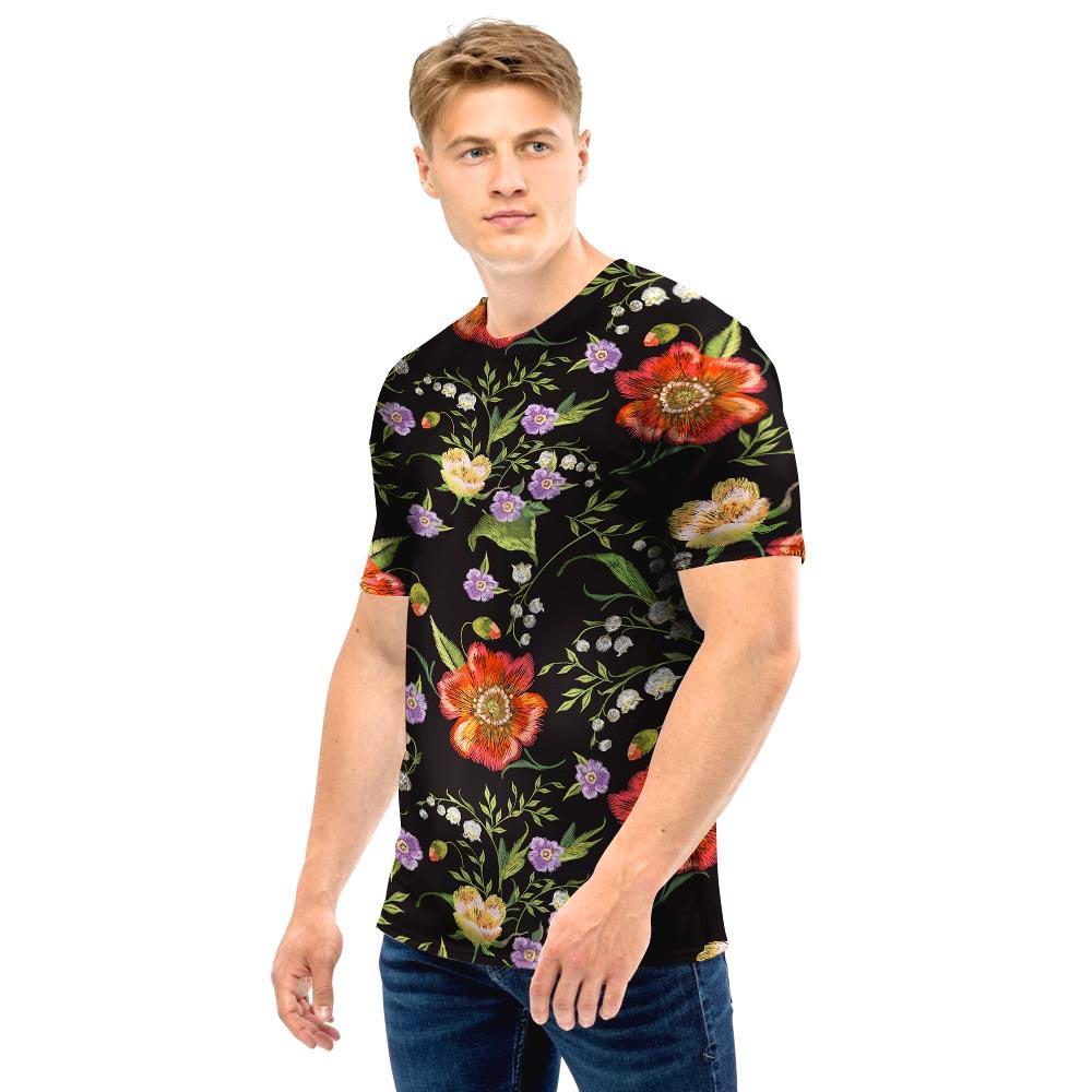 Poppy Floral Print Men T Shirt-grizzshop