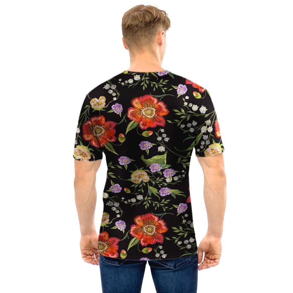 Poppy Floral Print Men T Shirt-grizzshop