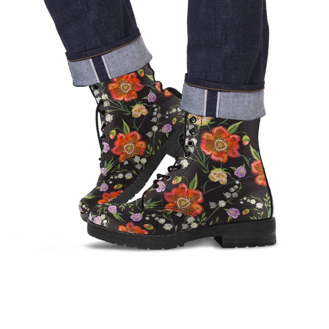 Poppy Floral Print Men's Boots-grizzshop