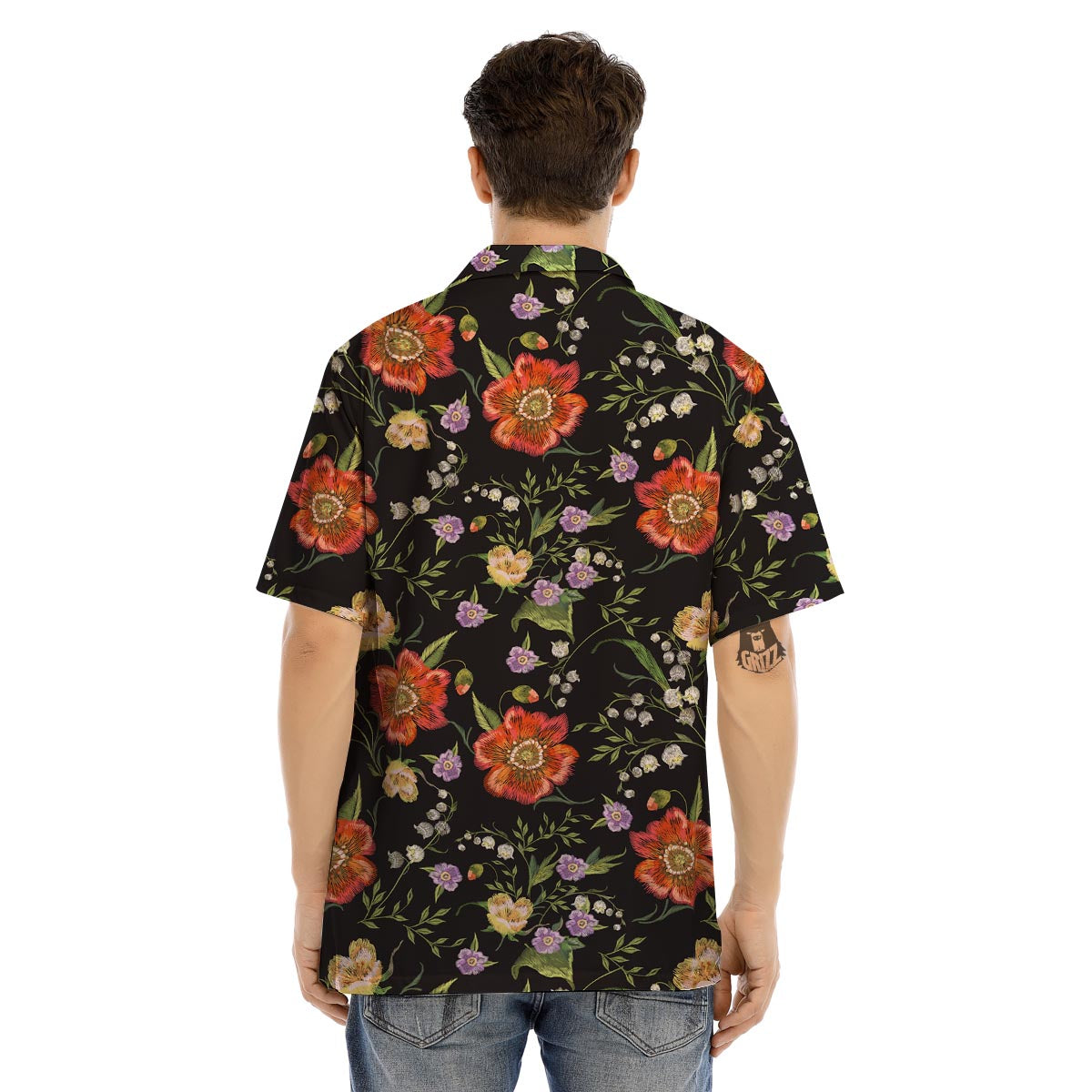 Poppy Floral Print Men’s Hawaiian Shirt-grizzshop
