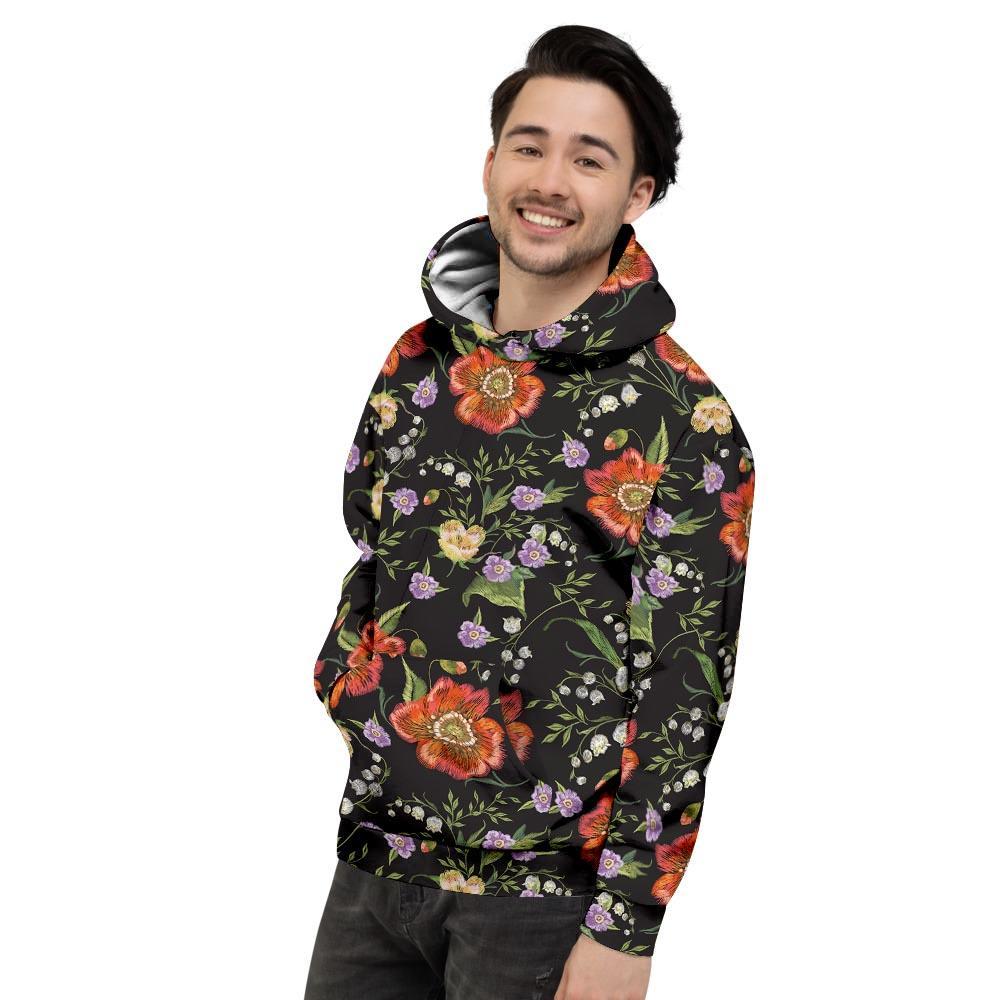 Poppy Floral Print Men's Hoodie-grizzshop