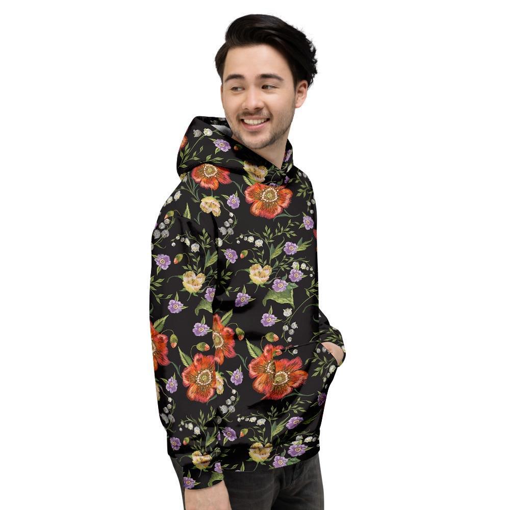 Poppy Floral Print Men's Hoodie-grizzshop