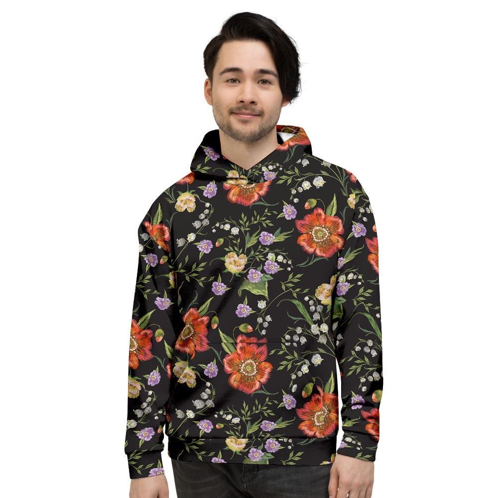Poppy Floral Print Men's Hoodie-grizzshop