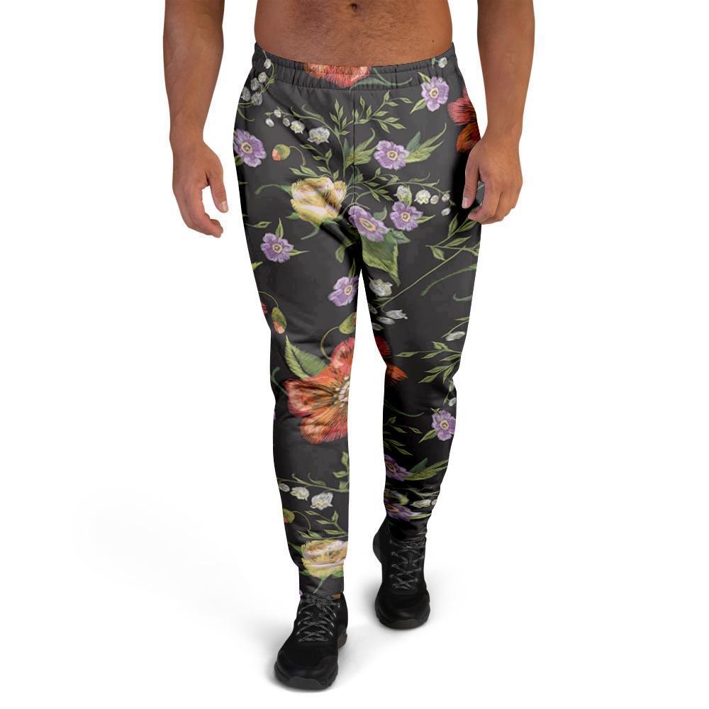Poppy Floral Print Men's Joggers-grizzshop