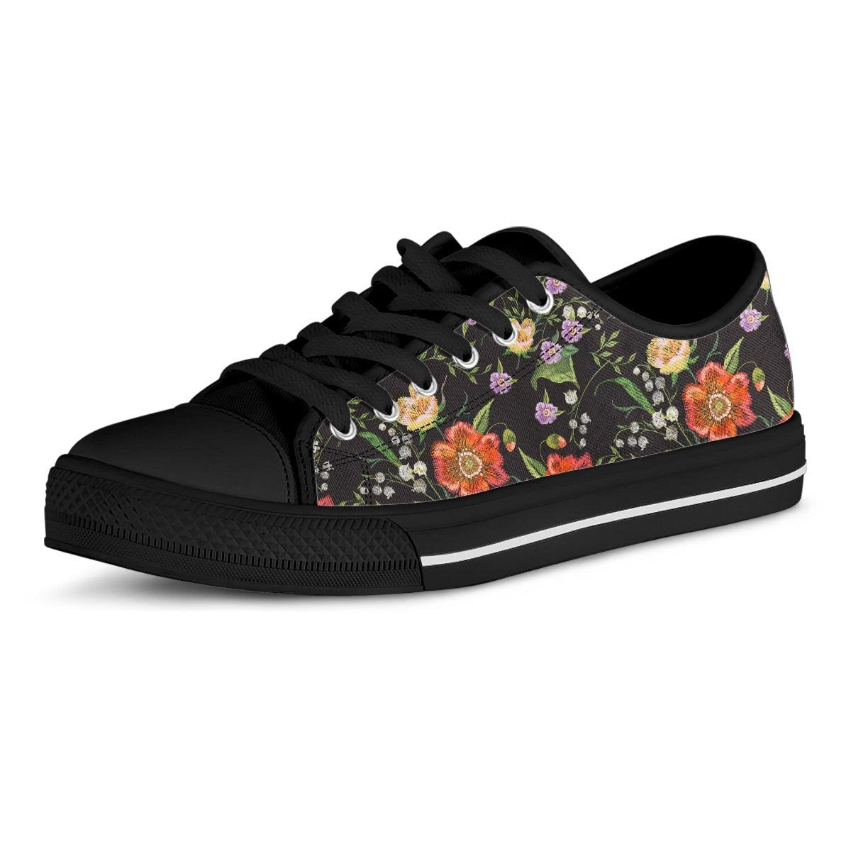 Poppy Floral Print Men's Low Top Shoes-grizzshop