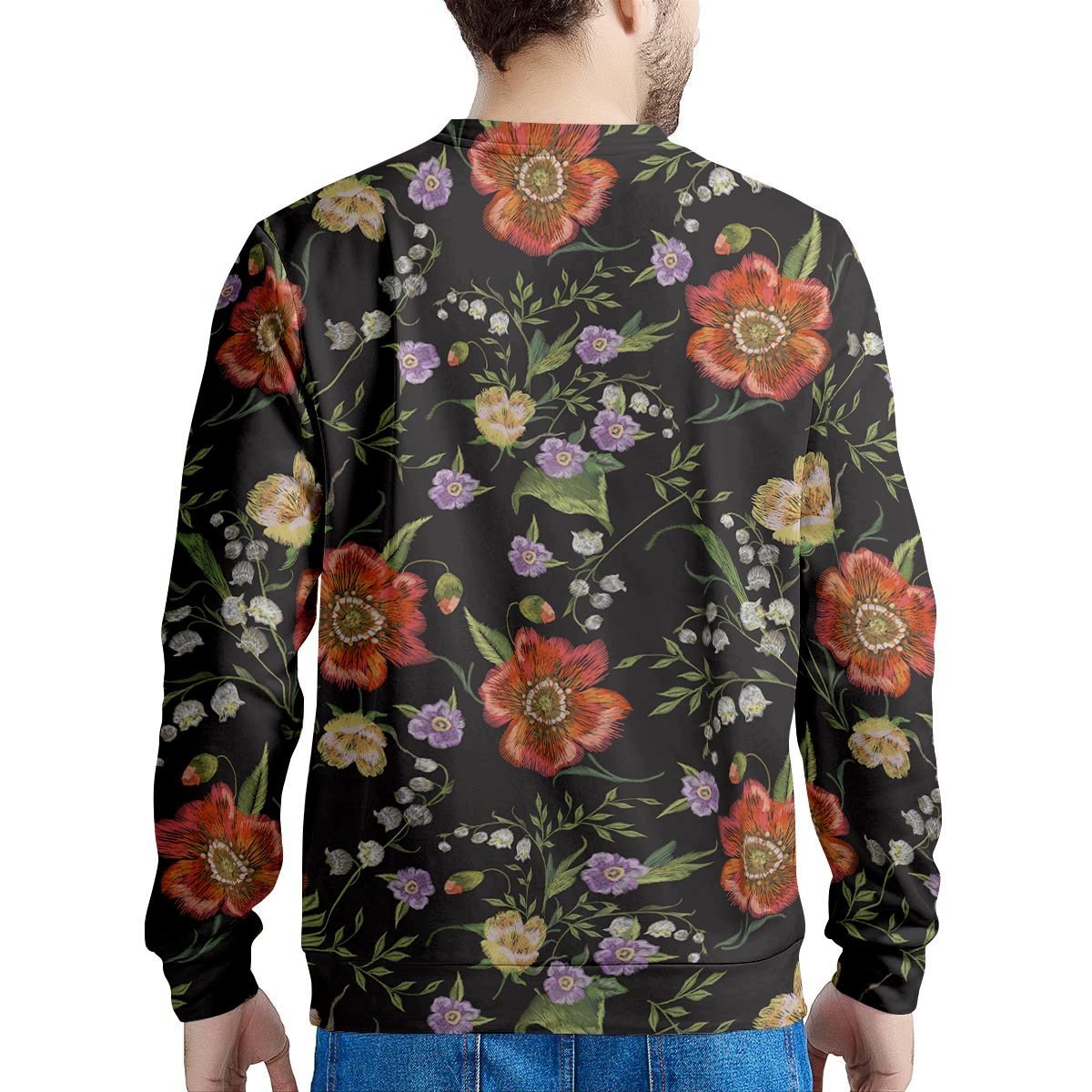 Poppy Floral Print Men's Sweatshirt-grizzshop