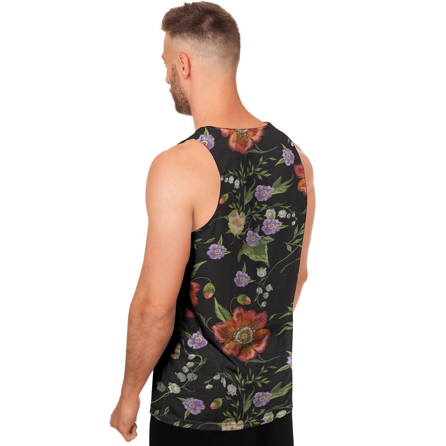 Poppy Floral Print Men's Tank Tops-grizzshop