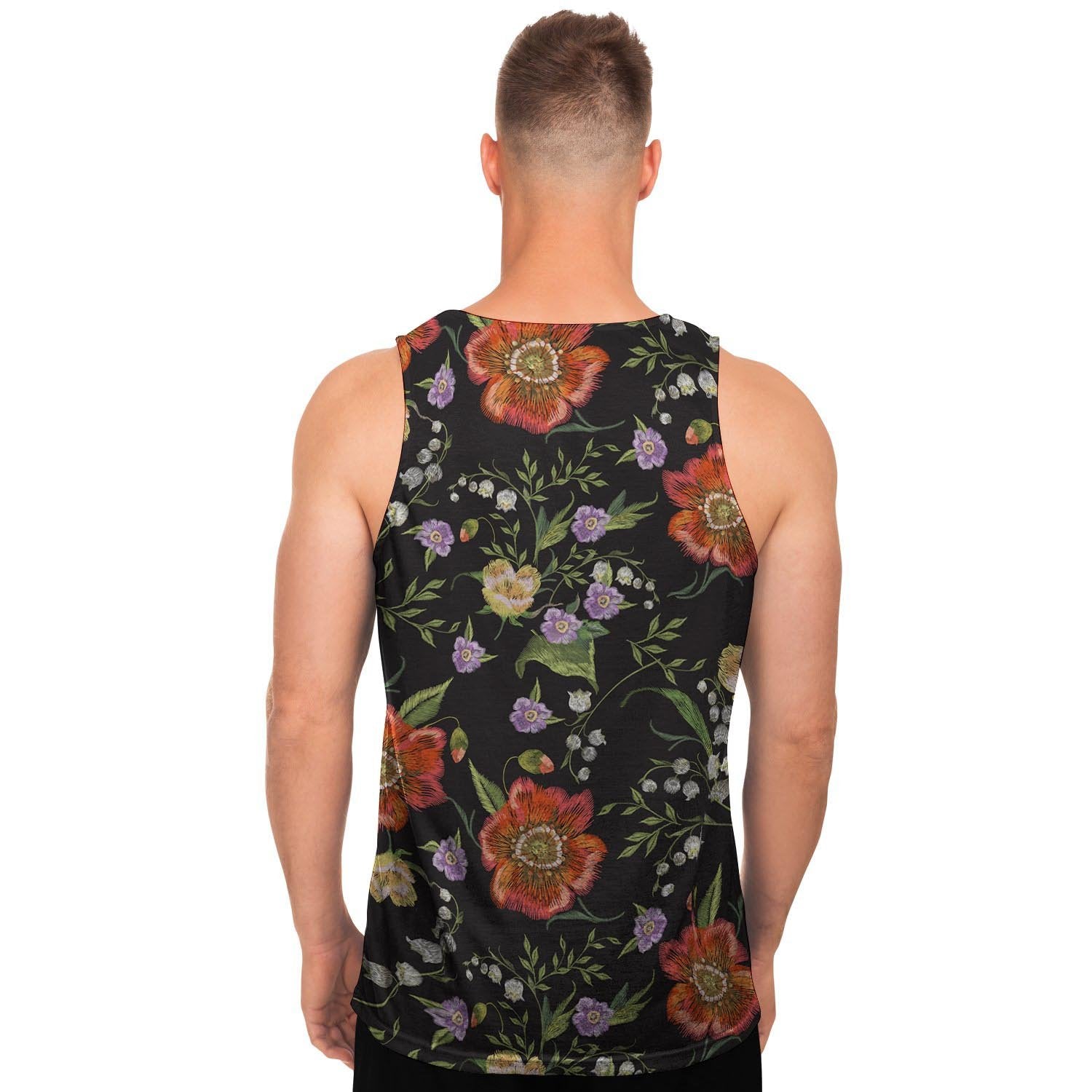 Poppy Floral Print Men's Tank Tops-grizzshop