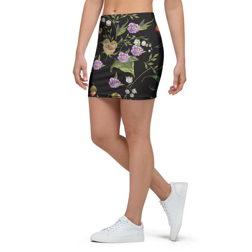 Poppy Floral Print Mini Skirt-grizzshop
