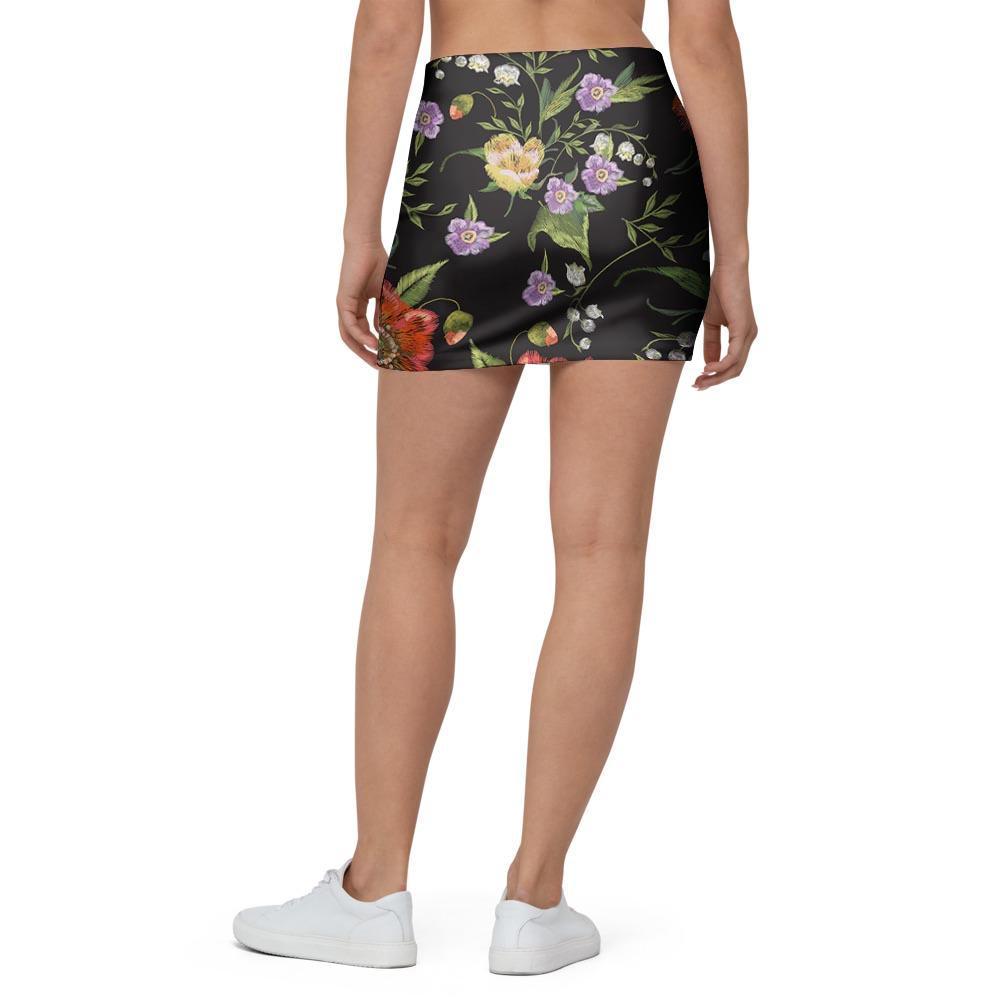 Poppy Floral Print Mini Skirt-grizzshop