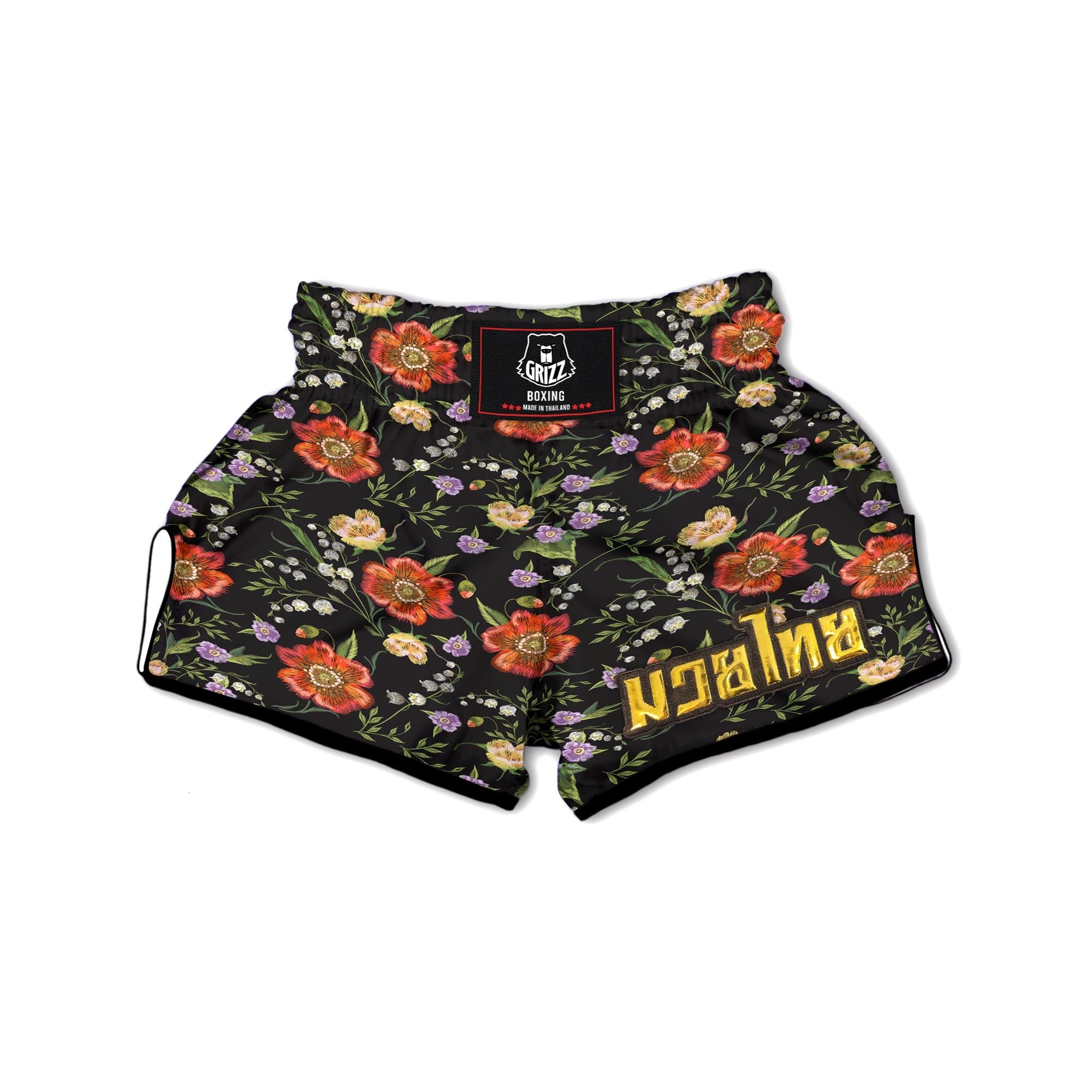 Poppy Floral Print Muay Thai Boxing Shorts-grizzshop