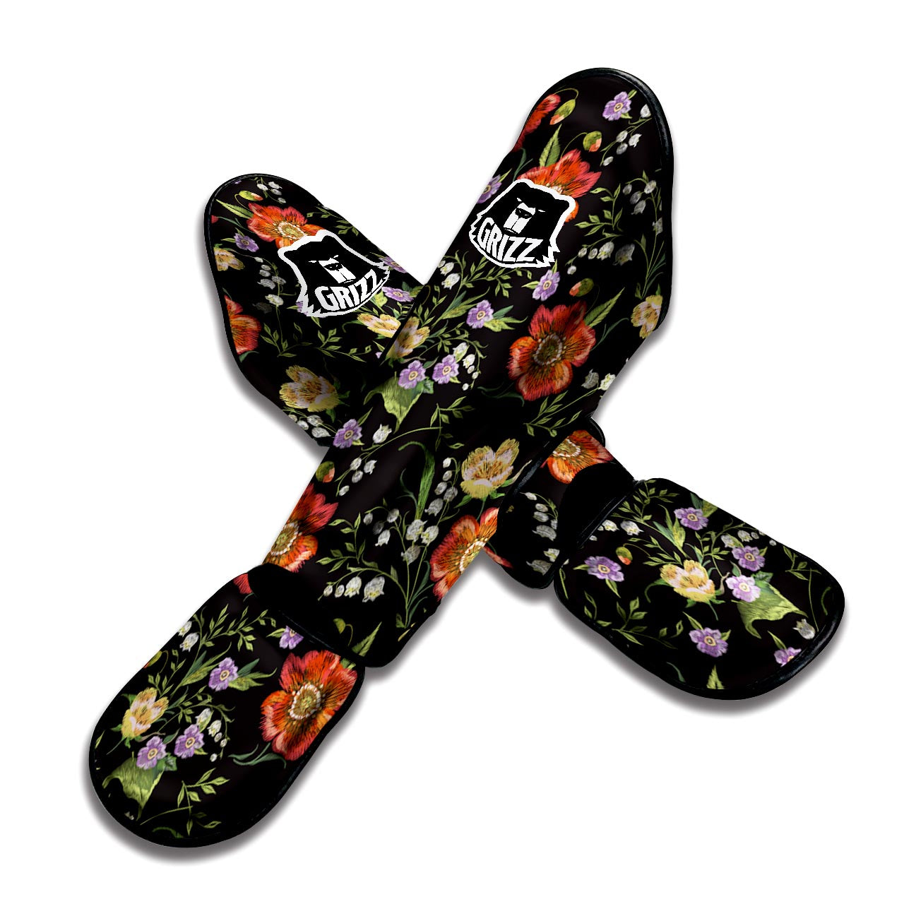 Poppy Floral Print Muay Thai Shin Guard-grizzshop