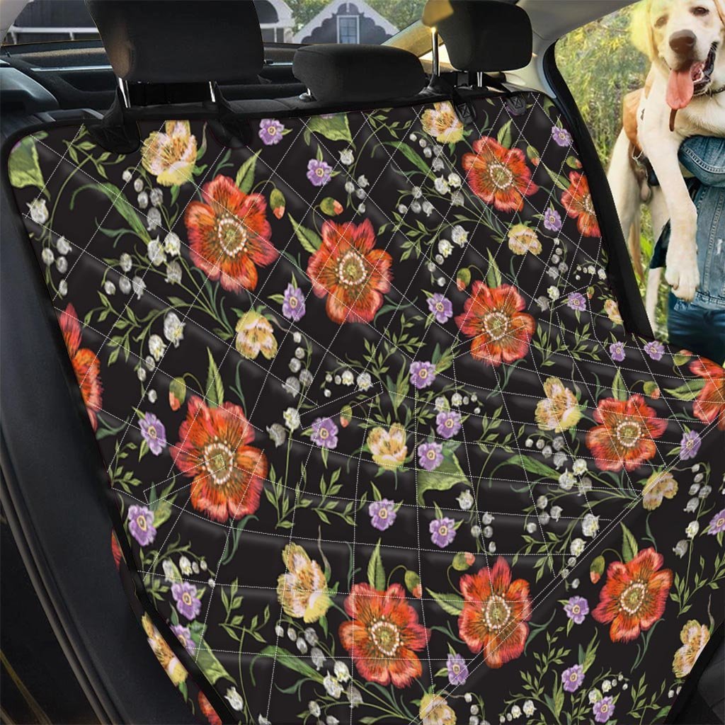 Poppy Floral Print Pet Car Seat Cover-grizzshop