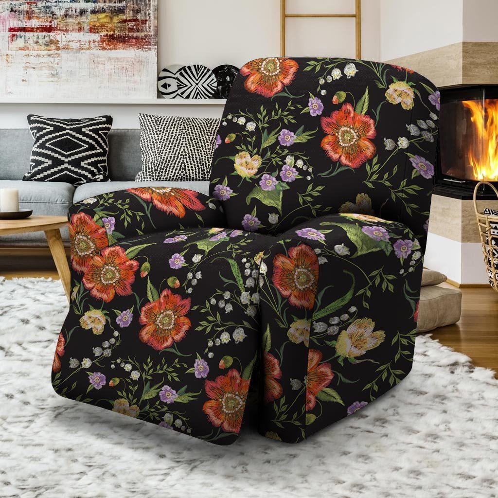 Poppy Floral Print Recliner Cover-grizzshop