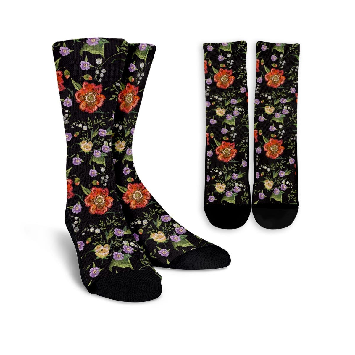Poppy Floral Print Unisex Socks-grizzshop