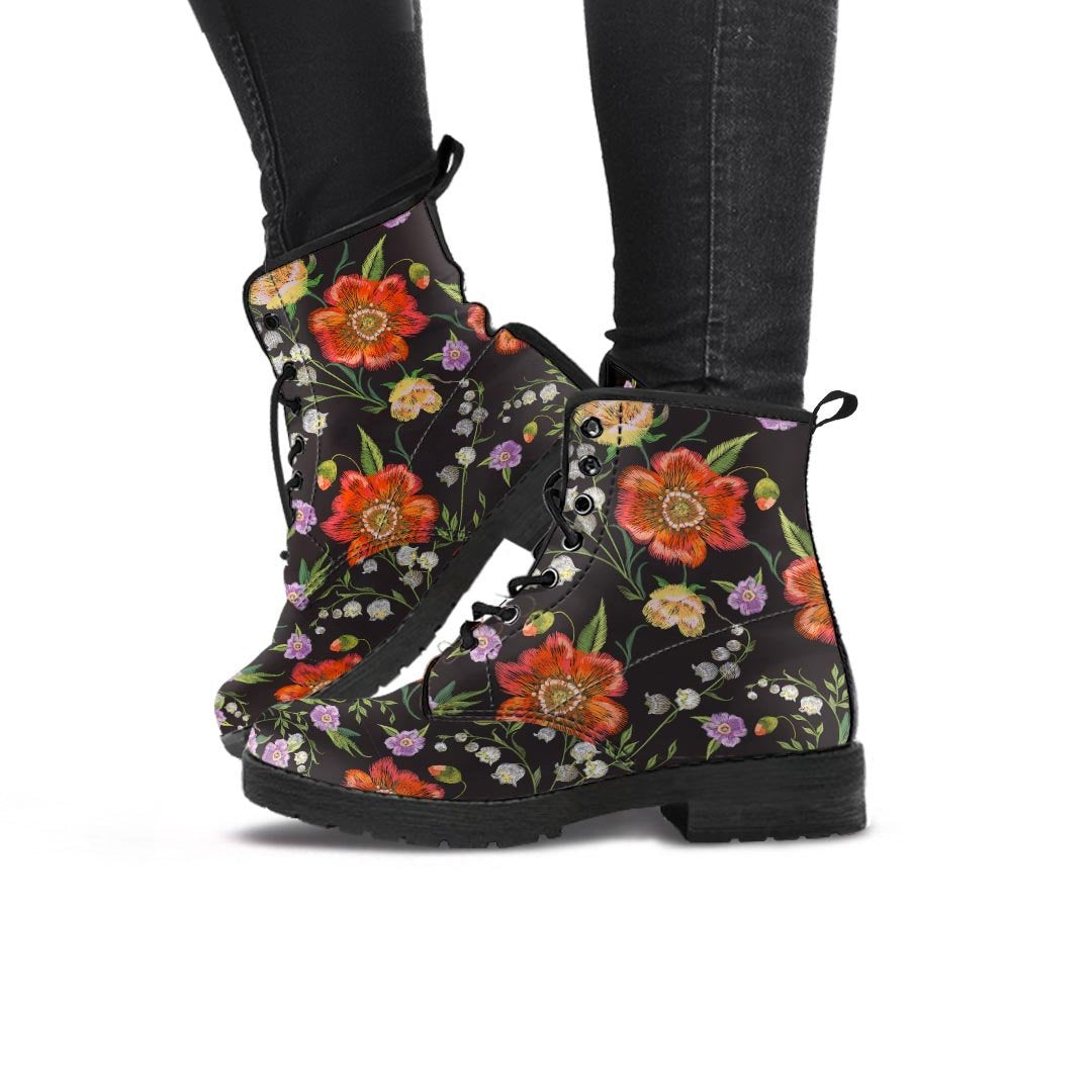 Poppy Floral Print Women's Boots-grizzshop