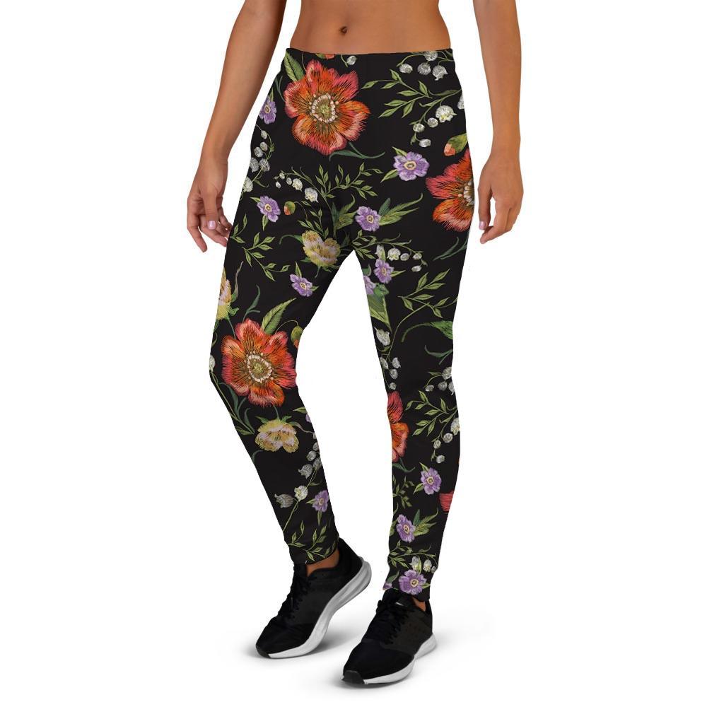 Poppy Floral Print Women's Joggers-grizzshop