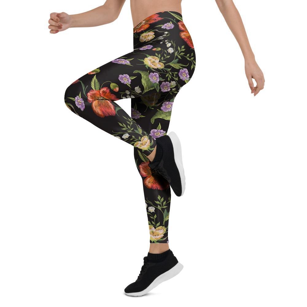 Poppy Floral Print Women's Leggings-grizzshop