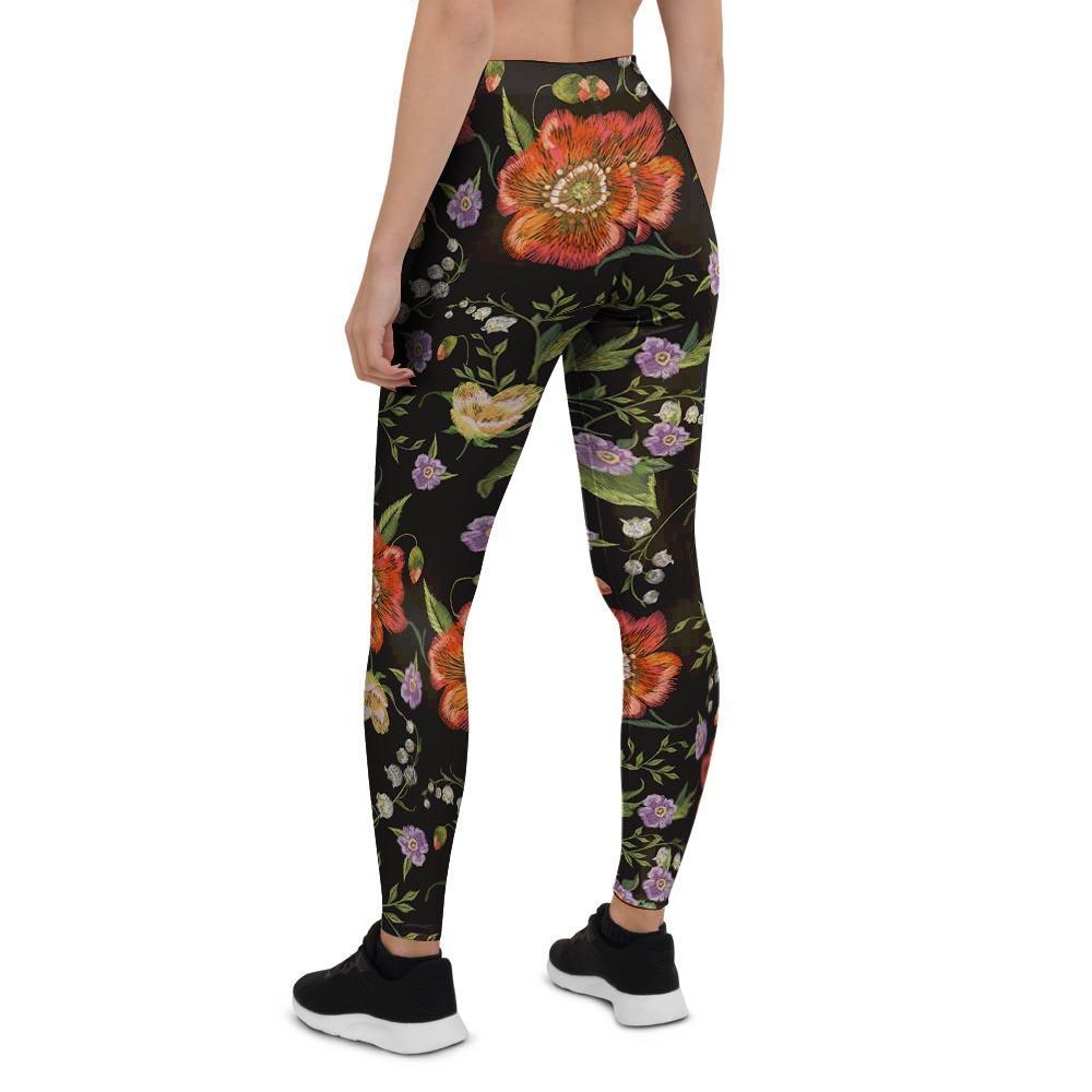 Poppy Floral Print Women's Leggings-grizzshop