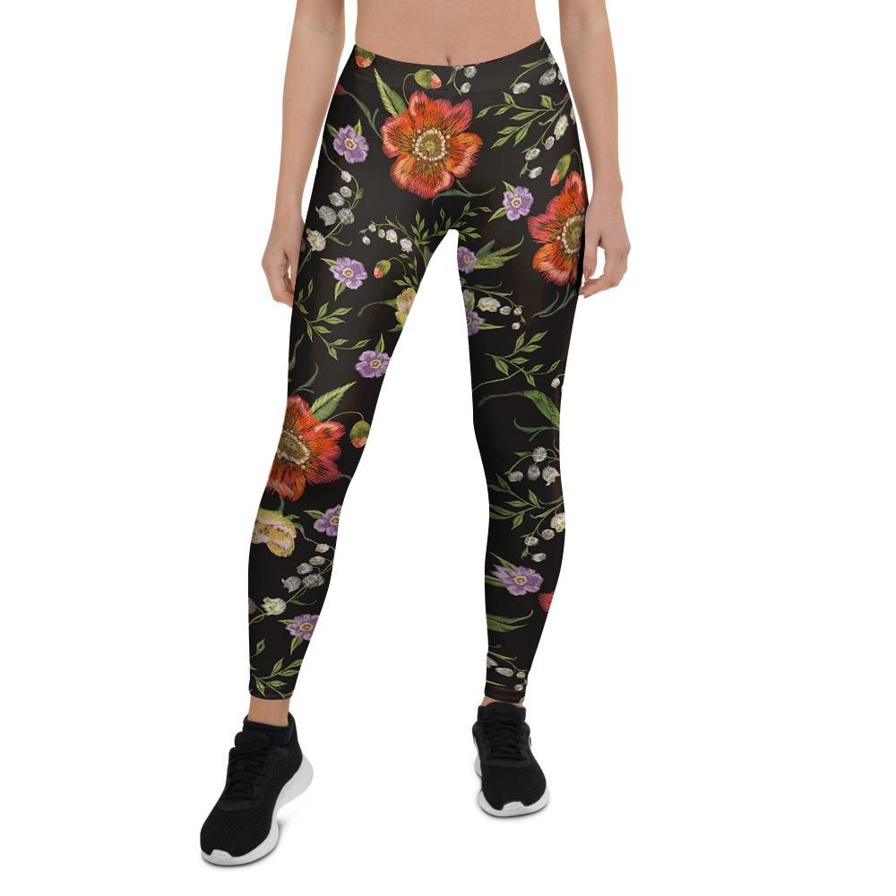 Poppy Floral Print Women's Leggings-grizzshop