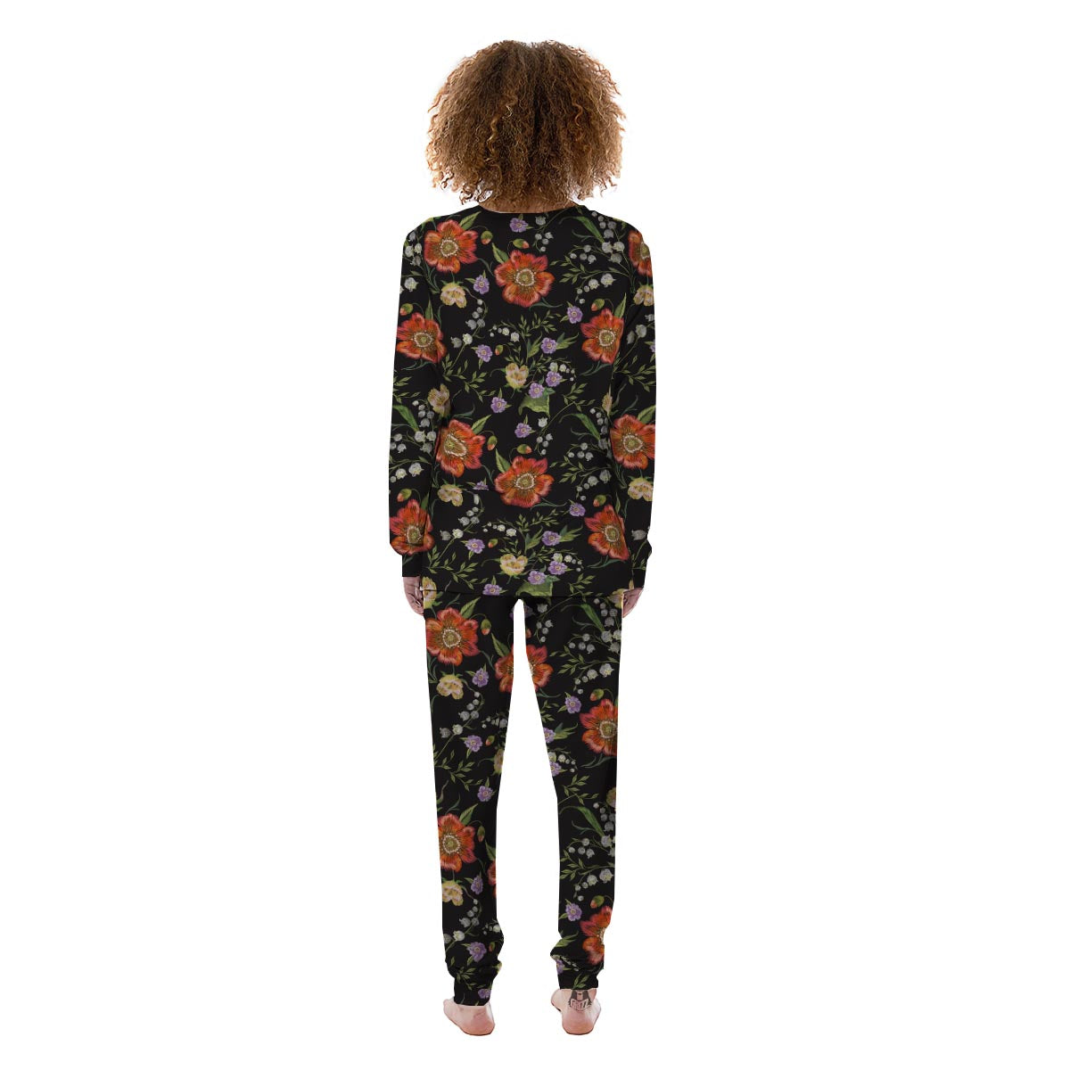 Poppy Floral Print Women's Pajamas-grizzshop