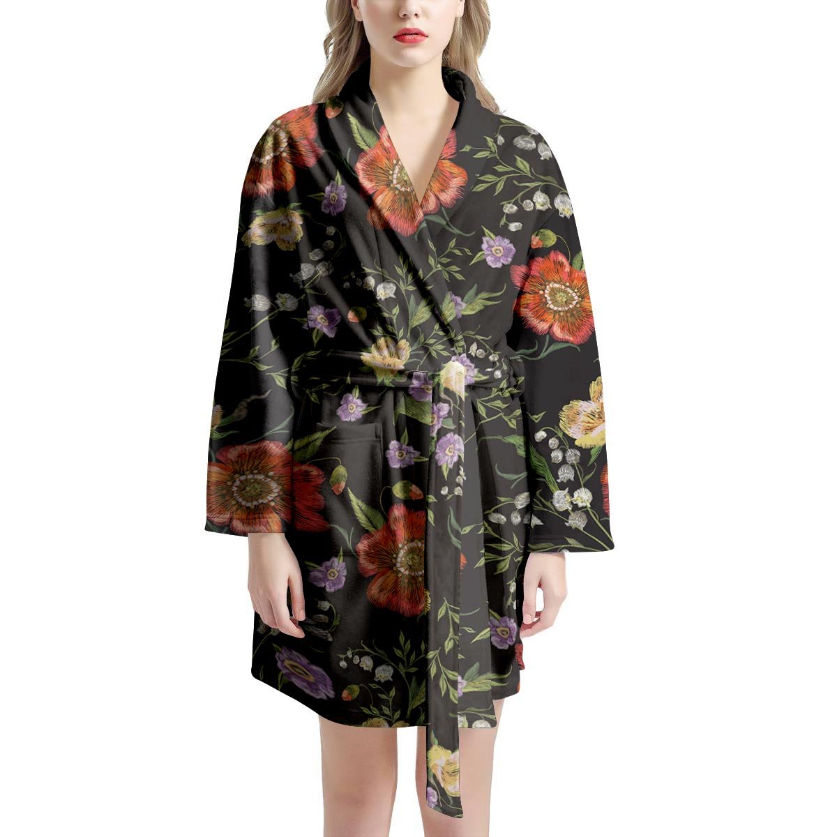 Poppy Floral Print Women's Robe-grizzshop