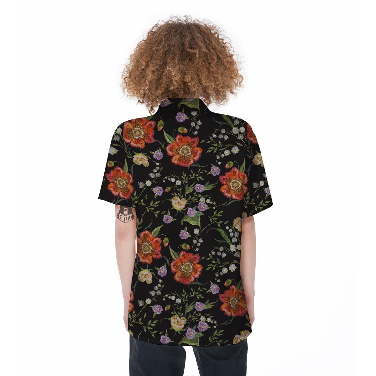 Poppy Floral Print Women's Short Sleeve Shirts-grizzshop