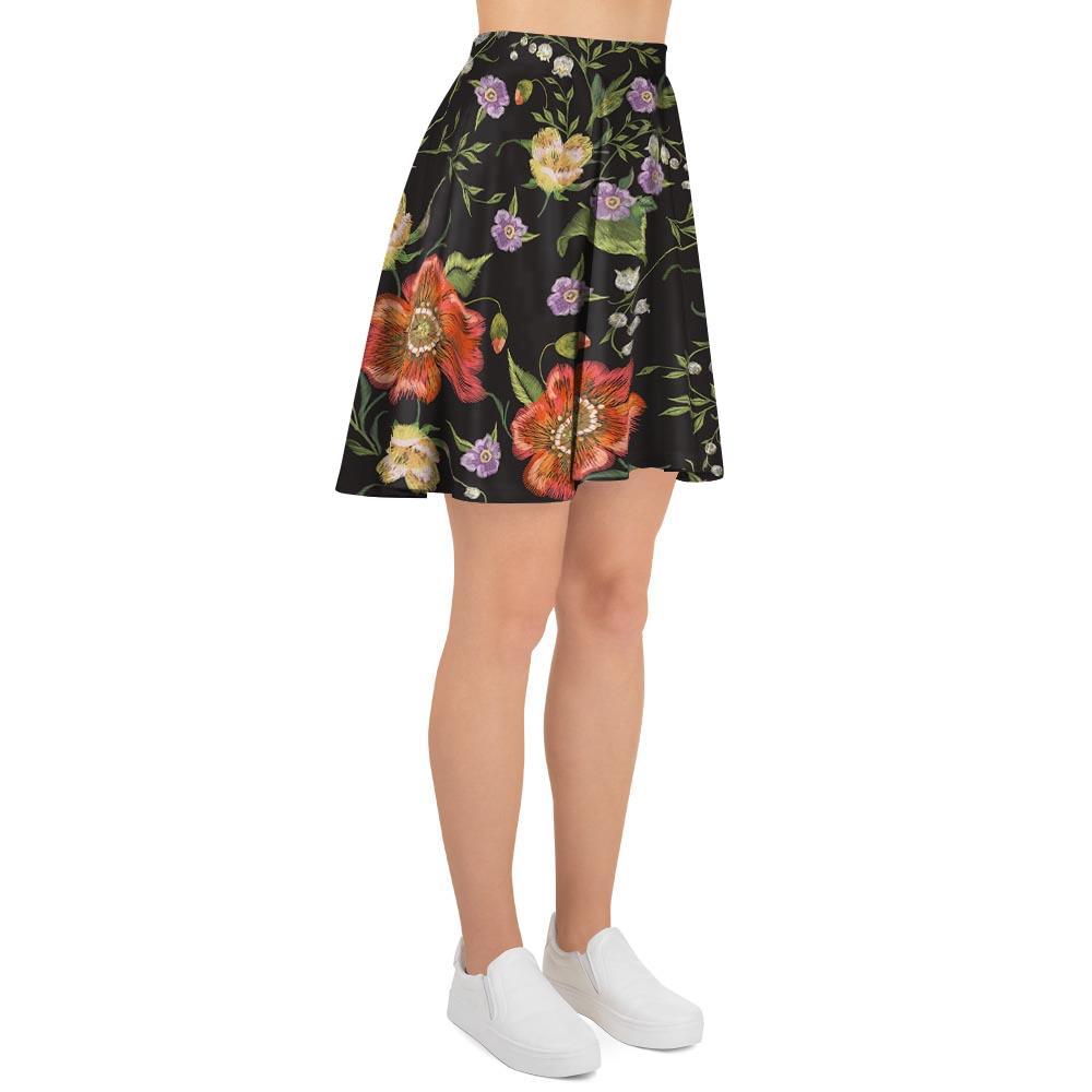 Poppy Floral Print Women's Skirt-grizzshop