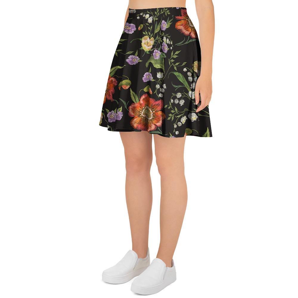 Poppy Floral Print Women's Skirt-grizzshop