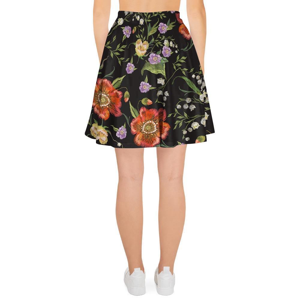 Poppy Floral Print Women's Skirt-grizzshop