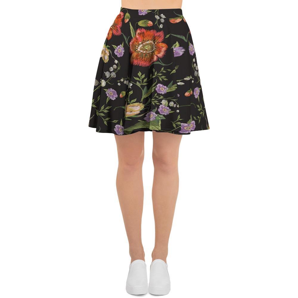 Poppy Floral Print Women's Skirt-grizzshop