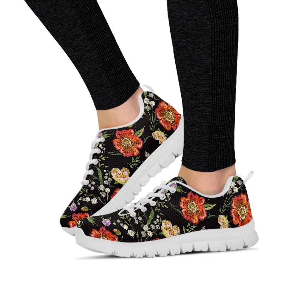 Poppy Floral Print Women's Sneakers-grizzshop