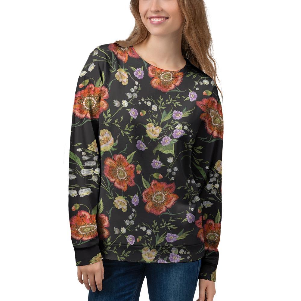 Poppy Floral Print Women's Sweatshirt-grizzshop