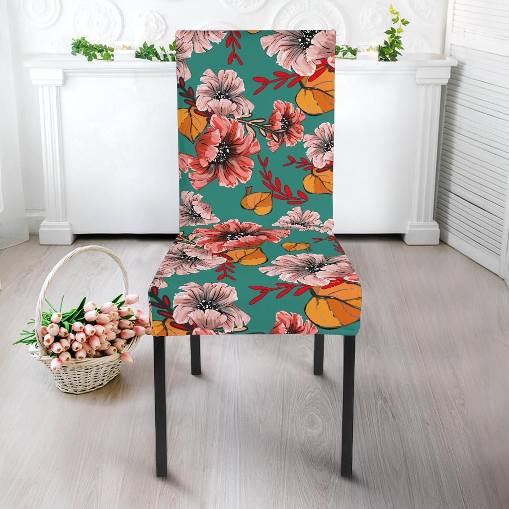 Poppy Floral Red Pattern Print Chair Cover-grizzshop