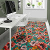 Poppy Floral Red Pattern Print Floor Mat-grizzshop