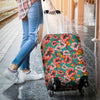 Poppy Floral Red Pattern Print Luggage Cover Protector-grizzshop