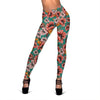 Poppy Floral Red Print Pattern Women Leggings-grizzshop