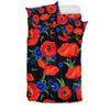 Poppy Red Floral Pattern Print Duvet Cover Bedding Set-grizzshop