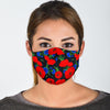 Poppy Red Floral Pattern Print Face Mask-grizzshop