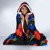 Poppy Red Floral Pattern Print Hooded Blanket-grizzshop