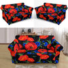 Poppy Red Floral Pattern Print Loveseat Cover-grizzshop