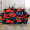 Poppy Red Floral Pattern Print Loveseat Cover-grizzshop