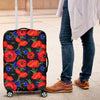 Poppy Red Floral Pattern Print Luggage Cover Protector-grizzshop