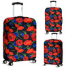 Poppy Red Floral Pattern Print Luggage Cover Protector-grizzshop