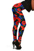 Poppy Red Floral Print Pattern Women Leggings-grizzshop